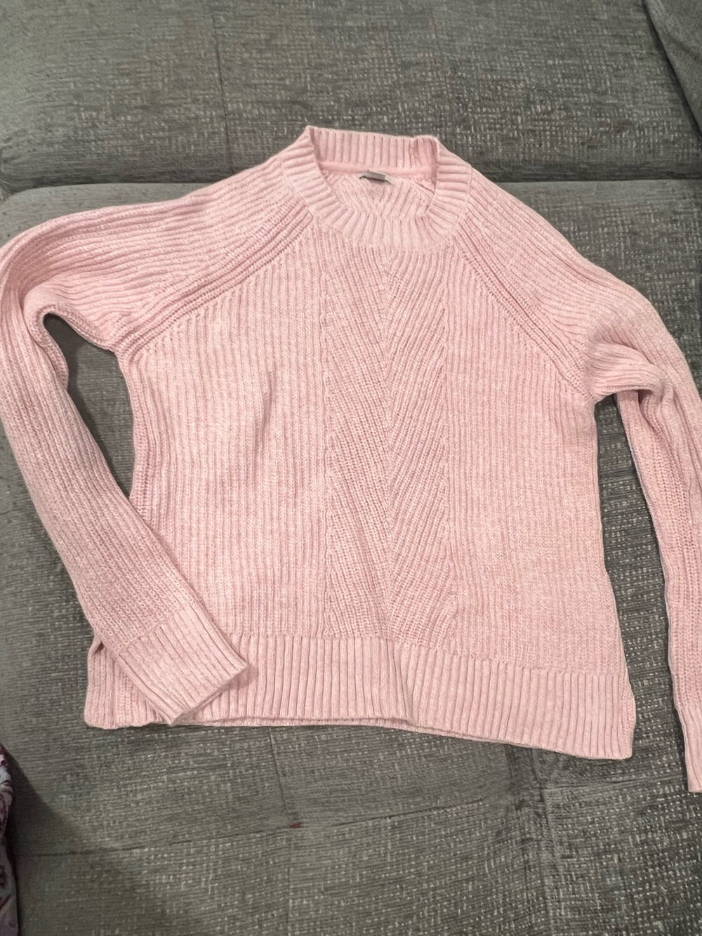 L.L. Bean Light Pink Ribbed Crewneck Sweater